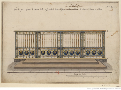 Grille qui sépare le chœur de la nef, placée dans la basilique de Notre Dame à Paris