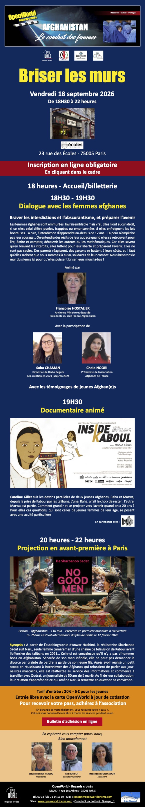 affiche avec le détail du programme