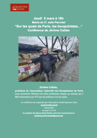 flyer avec photo de Jérôme Callais près de ses bouquins